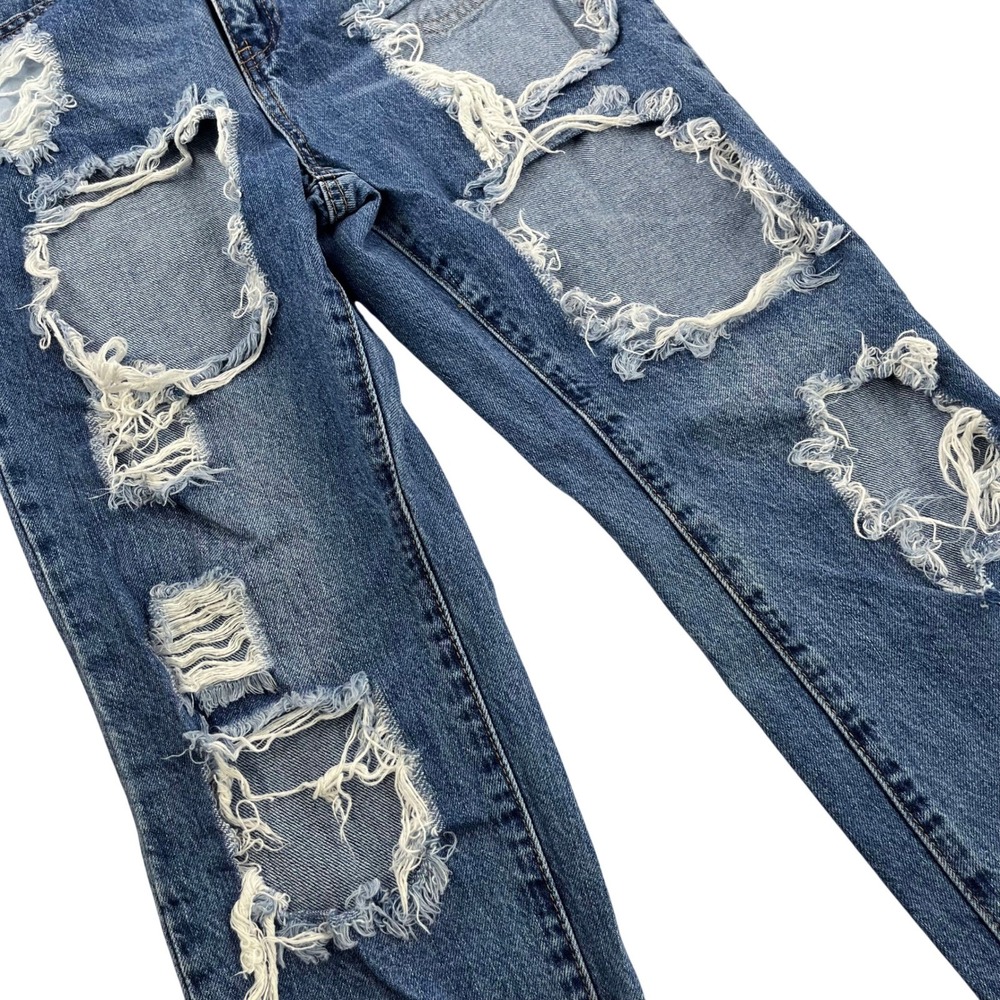 Riot High Rise Womens Distressed Mom Jeans, Riot Heavily Ripped Womens 629 - Picture 4 of 10